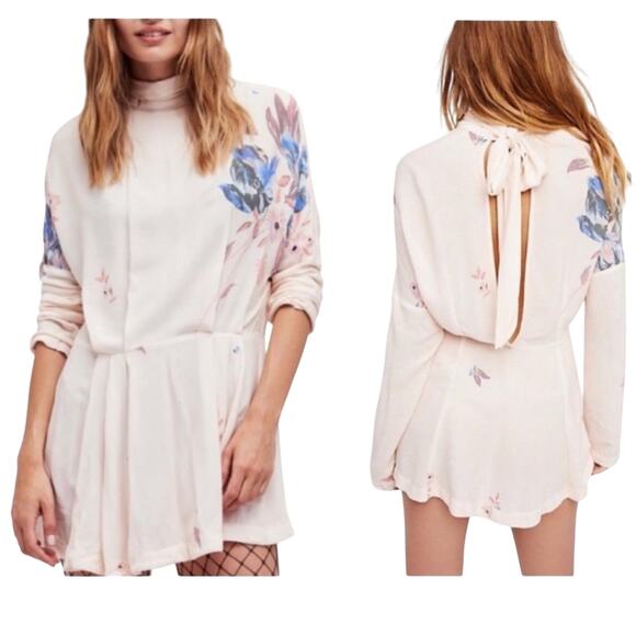 Free People Dresses & Skirts - FREE PEOPLE Gemma Floral Bow Long Sleeve Tunic Dress
